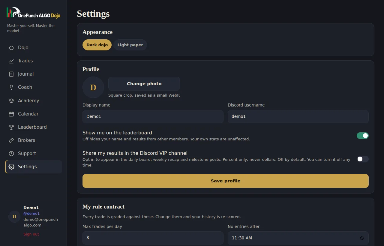 Your data is yours in the OnePunch Dojo